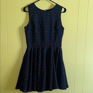 Maison Jules Teal and Tan Sleeveless Fit and Flare Dress